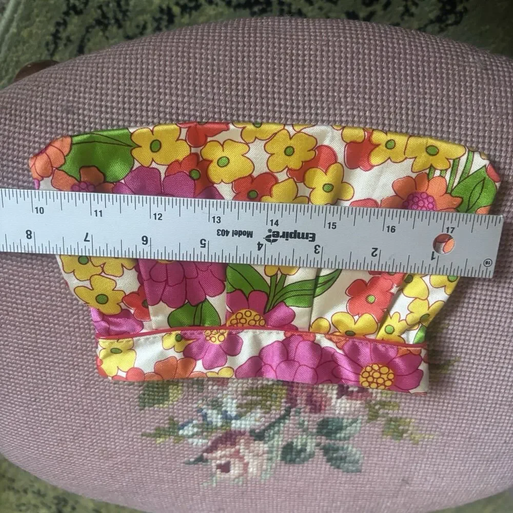 Vintage 60s Flower Power Tapestry Clutch Coin Purse 1960s Whimsical Floral Mod